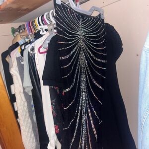 Long sparkly black skirt